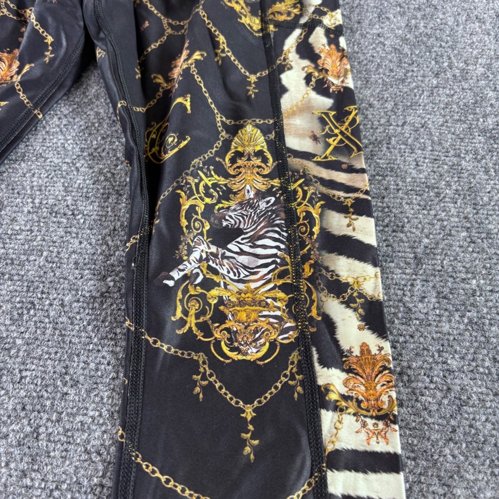 Camilla Leggings Womens XS Black Gold Baroque Animal Print High Rise Activewear - Picture 9 of 10